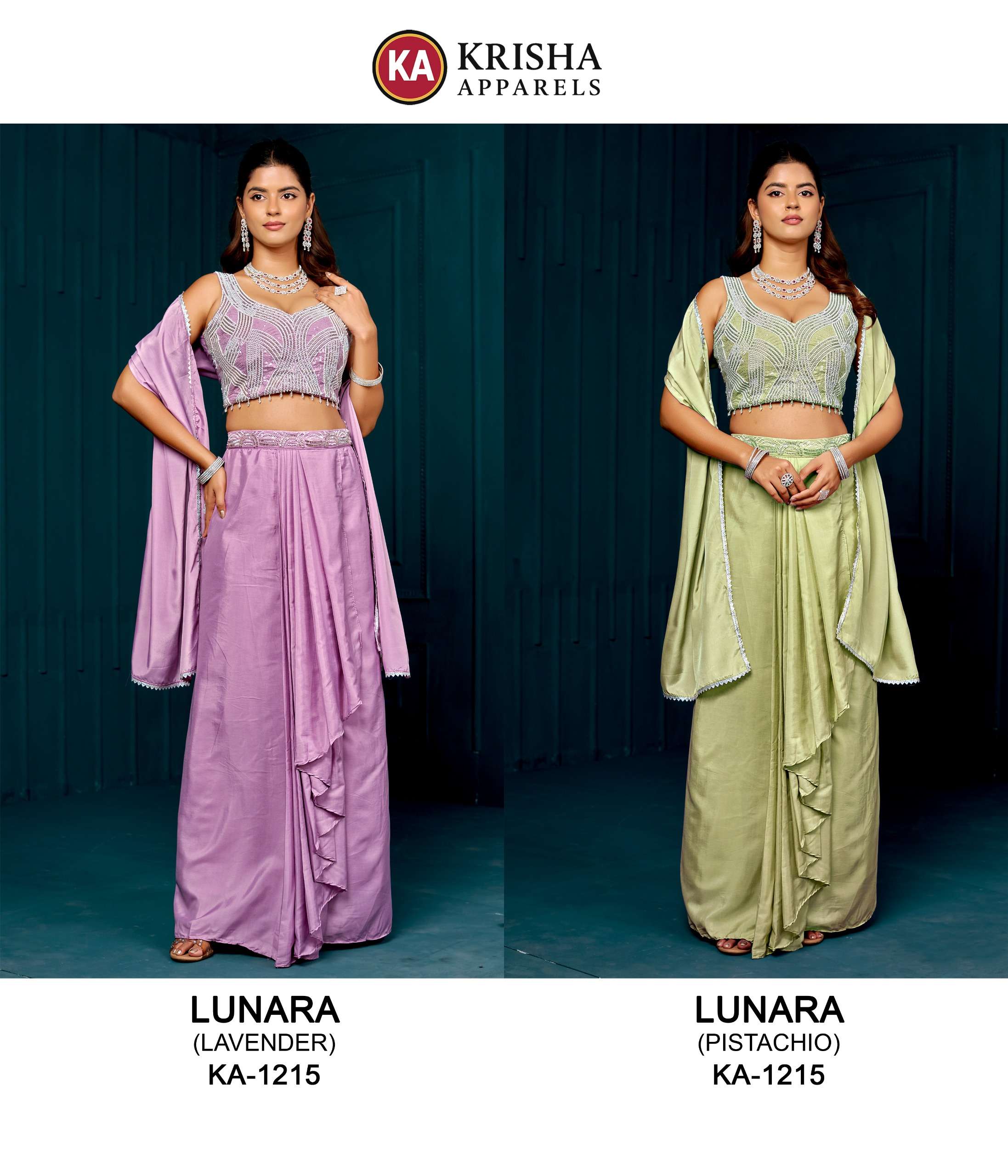 lunara-ka-1215-indo-western-skirt-set-4 pcs LUNARA KA 1215 DESIGNER INDO WESTERN READYMADE SKIRT SET BY KRISHA APPARELS